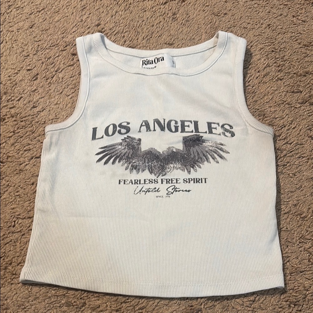 White graphic tank top